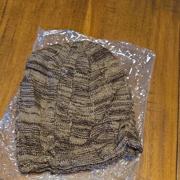 Accessories - Knit Beanie Hat in Brown and Gray